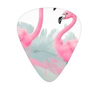 Pink Flamingo guitar picks in three different thicknesses, suitable for electric guitar and band players