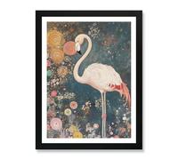 Pink Flamingo Gustav Klimt Floral Framed Wall Art Poster Print Picture (Unframed Print Only, A3)