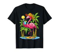 Pink Flamingo Hawaiian Summer Tropical Luau Women Kids T-Shirt