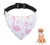 Pink Flamingo Heart Dog Bandana With Adjustable Strap D Ring Dog Scarf Pet Bibs Triangle Bandanas for Dogs Clothing& Accessories for Dogs Puppy Cats Decor Machine Washable