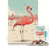 Pink Flamingo Illustration 1000 Piece Jigsaw Puzzles for Teenagers Memory Boost Home Leisure Image Assembly Lovely Gift (50x75cm)