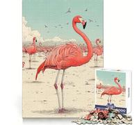 Pink Flamingo Illustration 1000 Piece Jigsaw Puzzles for Teenagers Memory Boost Home Leisure Image Assembly Lovely Gift (50x75cm)