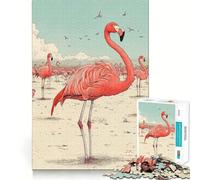 Pink Flamingo Illustration Puzzle for Teenagers 1000 Pieces Mind Exercise Toy Gentle Relax Design Assembly Xmas Surprise (38x52cm)