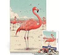 Pink Flamingo Illustration Puzzle for Teenagers 1000 Pieces Mind Exercise Toy Gentle Relax Design Assembly Xmas Surprise (38x52cm)