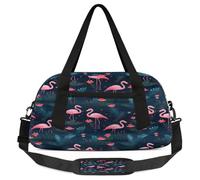 Pink Flamingo Kids Overnight Duffle Bags for Girls Boys, Bird Flowers Leaves Lightweight Sports Gym Bag for Kids,Small Overnight Weekender Carry on Travel Bags Dance Bag, Pink Flamingo, 18.5L x 7.8W x