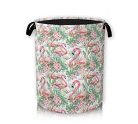 Pink Flamingo Laundry Basket, Foldable Laundry Basket Storage Sorter with Handle,Round Washing Storage for Bedroom, Bathroom, College Dorm 66L