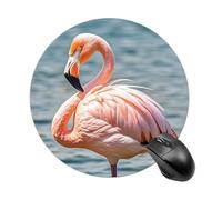 Pink Flamingo Mouse Pad, Rubber Base & Smooth Cloth Surface, Portable Round Mouse Pad, Rubber Mousepad for Office Home Gaming Laptop Men Women 7.8In