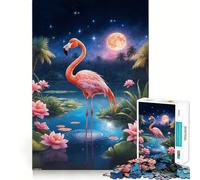 Pink Flamingo Night 1000 Piece Jigsaw Puzzles for Adults Mind Skill Toy Casual Relax Design Assembly Art Collection Piece (50x75cm)