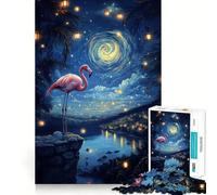 Pink Flamingo Night Scene 1000 Pieces Jigsaw Puzzles for Teenagers Improve Memory Mental Relax Sharp Edge Creative Gift (38x52cm)