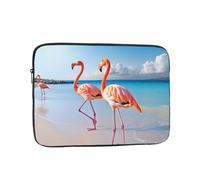 Pink Flamingo on Beach Laptop Case 17 inch, Shockproof Protective Computer Sleeve Cover Water Resistant Laptop Bag Carrying Tablet Cover Briefcase Handbags Gifts for Men Women