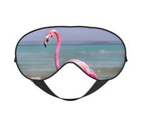 Pink Flamingo on Beach Print Comfortable Eye Mask Breathable Adjustable Men Women Lightweight Travel Yoga Work