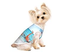 Pink Flamingo on Beach print Dog Clothes T Shirts for Small Dogs Breathable Puppy Kitten Dog Shirts for Pet Dogs Cats