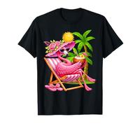 Pink Flamingo Palm Tree Funny Summer Vibes Family Vacation T-Shirt