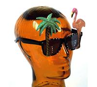 Pink Flamingo / Palm Tree Glasses Specs for Hawaiian Tropical Animal Fancy Dress Glasses