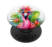 Pink Flamingo Party Tropical Bird with Sunglasses Vacation PopSockets Swappable PopGrip
