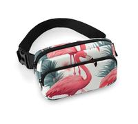 Pink Flamingo Pattern Fanny Pack Waterproof External Pocket Portable Waist Pack Outdoor Adjustable Strap Lightweight Waist Bag for Workout Traveling Casual Running Hiking Cycling