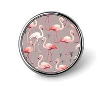 Pink Flamingo Pattern Lapel Pin Badge Round Metal Button Pin Personalized Novelty Pinback Button Badges Funny Recognition Enamel Pins Novelty Cute Cartoon Brooch Pin for Jacket Bag Coat