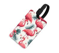 Pink Flamingo Pattern Luggage Tag Classic Personalized Repeated Luggage Tag Cute Unique Travel Essentials Identifiers for Women Men Baggage Backpack Handbag Suitcase, Black-style, One Size
