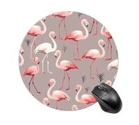 Pink Flamingo Pattern Mouse Pad Round Cute Mouse Mat Gaming Precise Mouse Pad Mat Soft Laptop Desk Pad Keyboard Wrist Rest Mouse Wrist Support for Home Office Gaming Laptop Pc