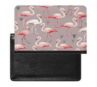 Pink Flamingo Pattern Passport Holder Cover Leather Passport Wallet RFID Blocking Travel Wallet Documents Organizer Passport Protector Passport Cover for Men&Women