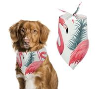 Pink Flamingo Pattern Pet Scarf Adjustable Pet Accessories Triangular Scarf Washable Floral Print Puppy Bib Bandana Stylish Comfortable Cat Scarves for Holiday Scarfs