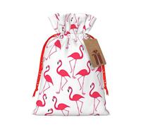 Pink Flamingo Pattern Print Drawstring Gift Reusable Bags Eco-Friendly Pouches Holiday Birthday Favors Sack