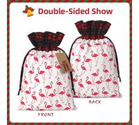 Pink Flamingo Pattern Print Gift Reusable Bags Festive Drawstring Pouches Versatile Birthday Wedding Favors