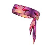 Pink Flamingo Pattern Print Headband Sports Head Tie Wristband Wicking Sweat, Women Men Unisex Size Fits All