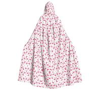 Pink Flamingo Pattern Print Hooded Cape Unisex Cloak Cape Halloween Christmas Cloak Costumes Party Cape Cosplay