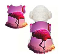 Pink Flamingo pattern Print Pet Breathable T-Shirt Skirt XS