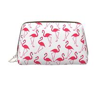 Pink Flamingo Pattern Print Small Portable Makeup Bag, Zipper Cosmetic Pouch for Travel & Daily Use