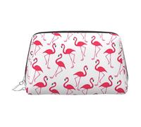 Pink Flamingo Pattern Print Small Portable Makeup Bag, Zipper Cosmetic Pouch for Travel & Daily Use
