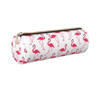 Pink Flamingo Pattern Print Women Men Pencil Case Cylindrical Lightweight Pen Pouch Office Stationery Organizer