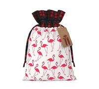 Pink Flamingo Pattern Print Xmas Drawstring Gift Festive Packaging Christmas Birthday Bags Wrapping Needs