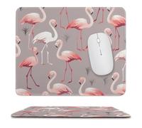 Pink Flamingo Pattern Stitched Edge Mouse Pad
