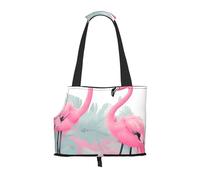 Pink Flamingo Pet Carrier Bag-Foldable Travel Tote For Small Dogs Cats, Portable Soft Sided Pet Crate With Seatbelt For Cat Puppy