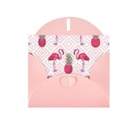 Pink Flamingo Pineapple Pearl Paper Holiday Greeting Card With Envelopes Weddings Party Birthday Invitations Wishes