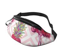 Pink Flamingo Pineapple Print Men Women Stylish Waist Bag Comfort Pack Travel for Hiking Cycling and Running