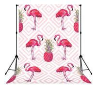 Pink Flamingo Pineapple Print Portable Photo Backdrop 5x7ft Background Drop For Photo Photoshoot Backdrop For Content Creator