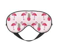 Pink Flamingo Pineapple Print Soft Eye Mask Lightweight Sleep Aid Breathable Blackout Travel Nap Yoga Meditation