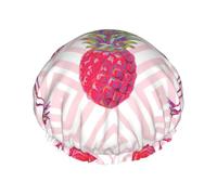 Pink Flamingo Pineapple Printed Hair Wrap, Double Layer Shower Cap For Women, Reusable Hair Protector For Bathing