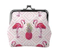 Pink Flamingo Pineapple Printing Small Travel Kit Wallet, Compact Pouch For Camping Adventures And Fishing Trips, Black, One Size, Art Deco