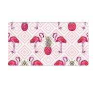 Pink Flamingo Pineappleprinting Desk Mat Ideal for Large Mouse Pad, Horizontal Oversized Rubber Mouse Pad 16x29.5in,Office