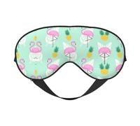 Pink Flamingo Pineapples Comfortable Sleeping Aid Soft Eye Mask Adjustable Blackout Cover Reversible Night Rest