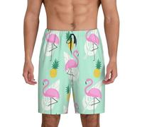Pink Flamingo Pineapples Men'S Soft Sleep Shorts, Comfy Lounge Sleeping Shorts Pants Breathable Summer Sleepwear