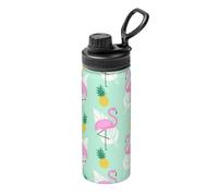 Pink Flamingo Pineapples Printing Print Sports Insulated Kettle 18oz Stainless Steel Kettle, for Travel, Sports, Fitness