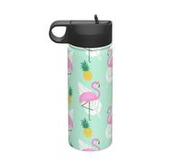 Pink Flamingo Pineapples Printing Travel 18oz Sports Insulated Kettle Water Bottle Stainless Steel Kettle Portable Cup