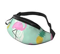Pink Flamingo Pineapples Sport Waist Bag Travel Bumbags with Zipper and Earphone Hole, Running Fanny Pack Waist Pack with Adjustable Belt for Men Women