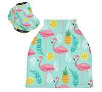 Pink Flamingo Pineapples Stretchy Baby Car Seat Cover,Canopy Nursing Covers,Soft Breathable Windproof Scarf Changepad for Winter Infant Breastfeeding Boys