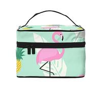 Pink Flamingo Pineapples Travel Makeup Bag - Elegant and Spacious Cosmetic Organizer for On-The-Go